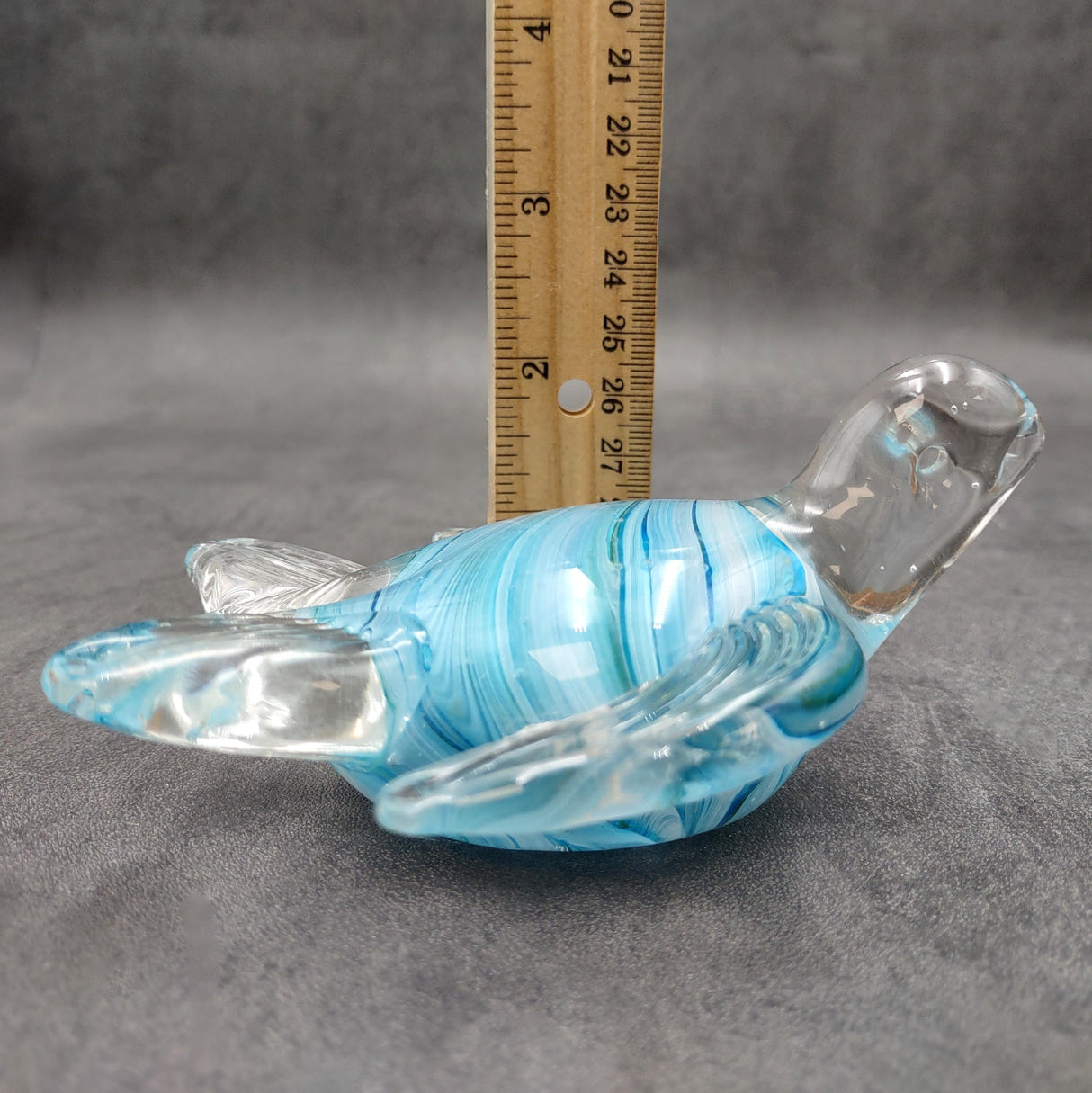 Aqua Blue Swirl Glass Sea Turtle Figurine (1 figure approx. 4.5 inches long) Aqua Blue Glass Sea Turtle for coastal home decor & collecting!