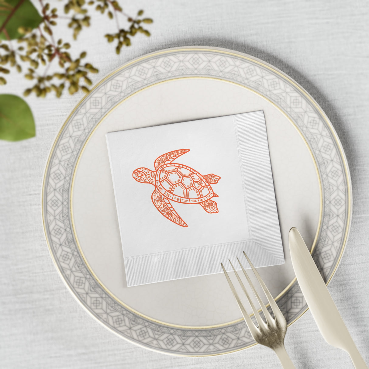 Orange Tropical SeaTurtle-Themed Cocktail Napkins