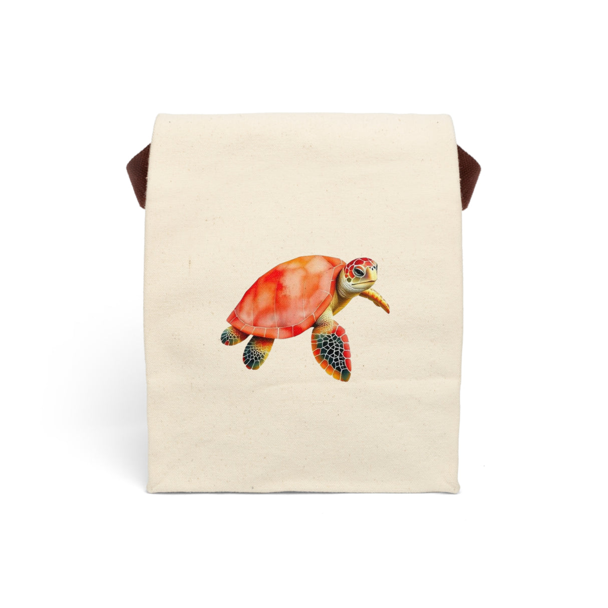 Red Watercolor Sea Turtle Lunch Bag - Reusable Canvas Lunch Bag