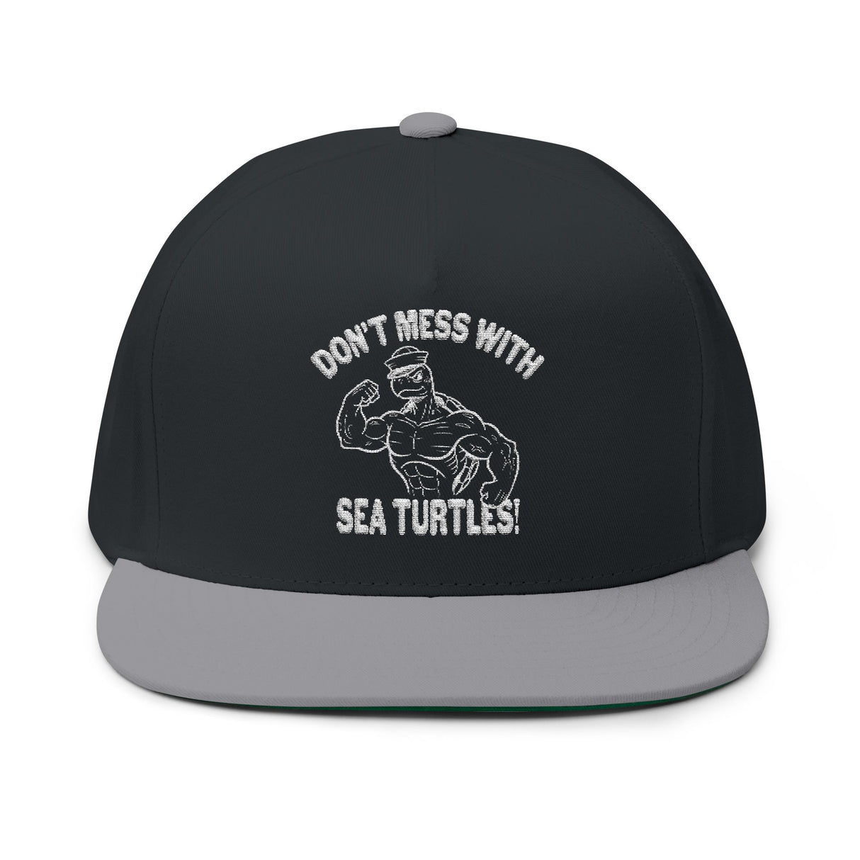 Don't Mess With Sea Turtles Embroidered Flat Bill Cap