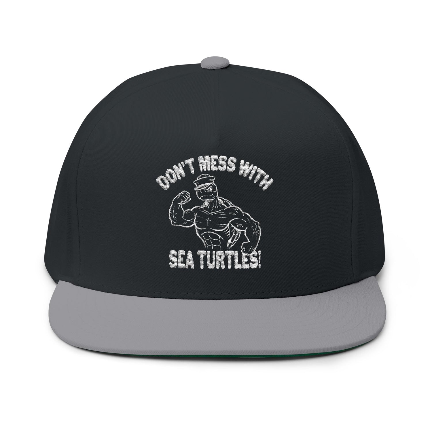 Don't Mess With Sea Turtles Embroidered Flat Bill Cap