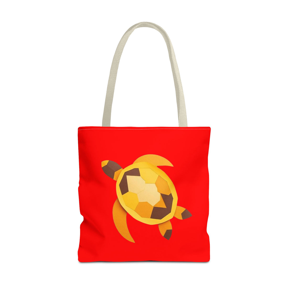 Red and Gold Collage Print Sea Turtle Tote Bag - 3 sizes
