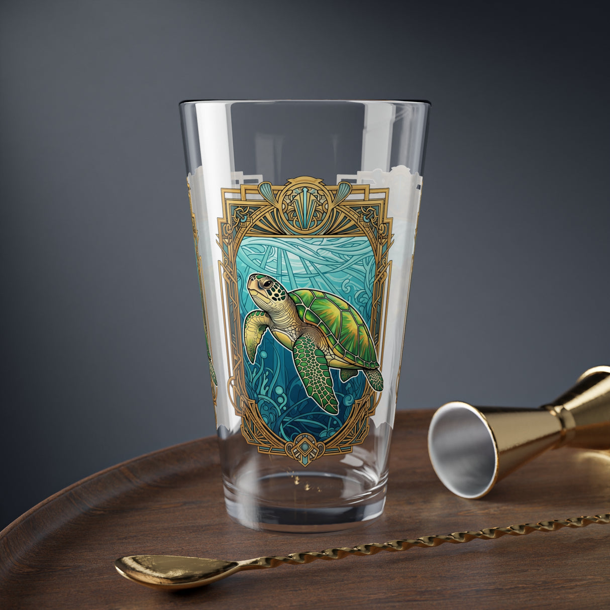 Art Deco Sea Turtle 16oz Drinkware