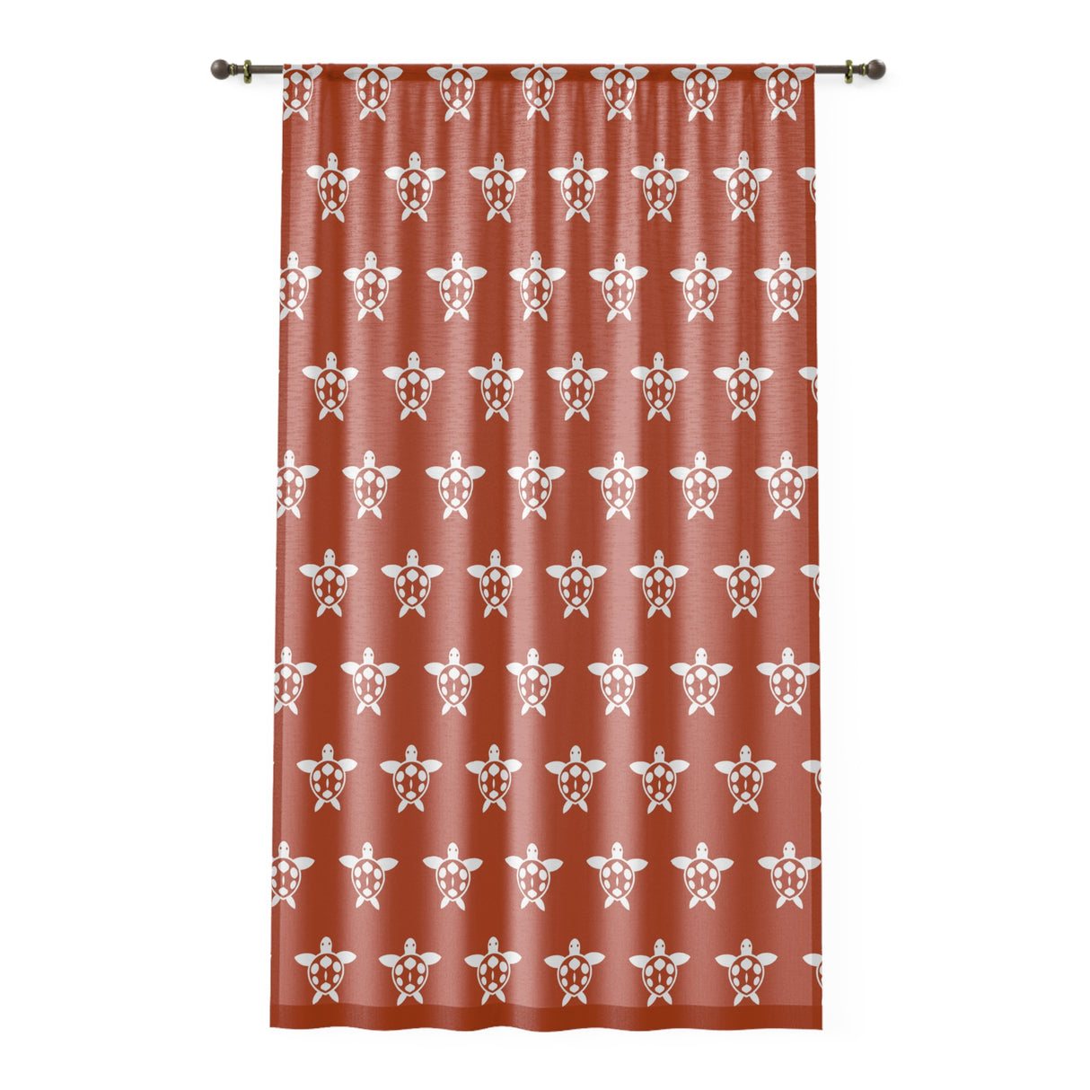 Burnt Orange and White Sea Turtle Pattern Window Curtain