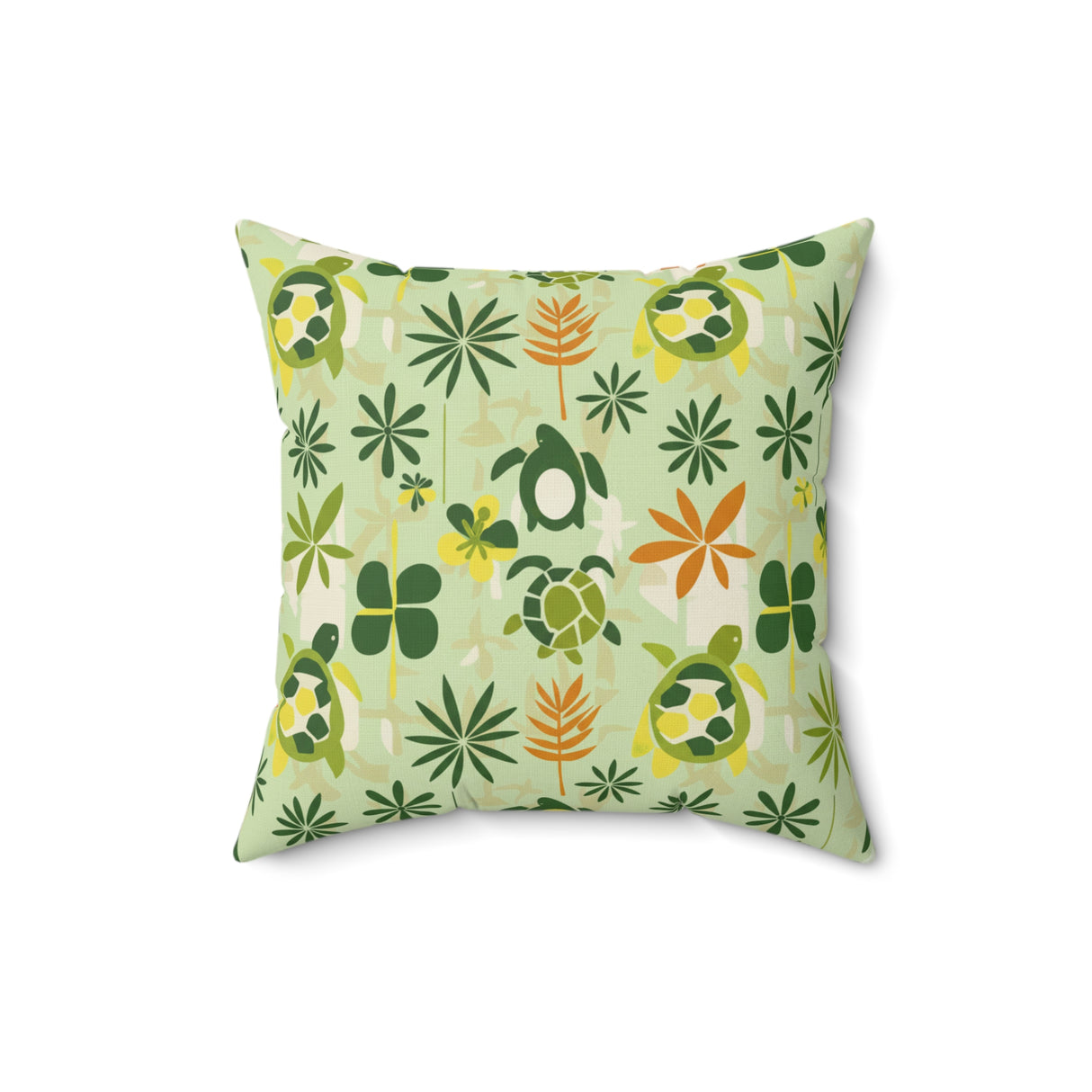 Yellow, Orange and Green Tiki Art Sea Turtle Faux Suede Pillow - 4 sizes