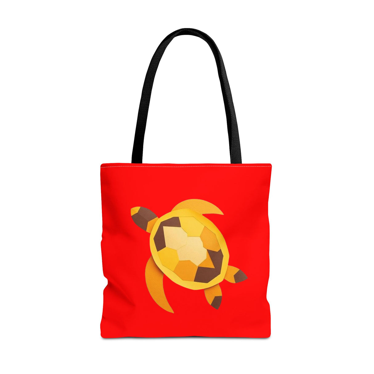 Red and Gold Collage Print Sea Turtle Tote Bag - 3 sizes