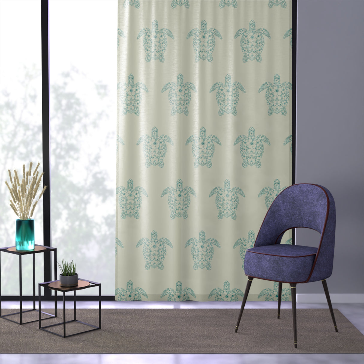 Sea Turtle Tropical Pattern Window Curtain