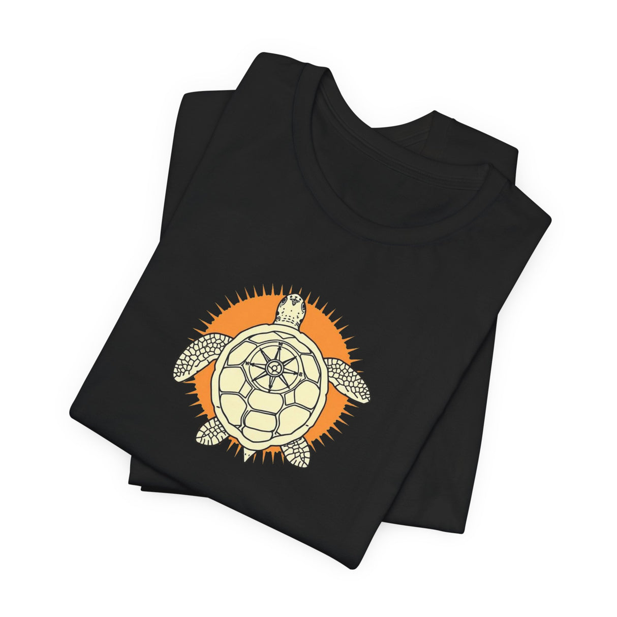 Orange and White Compass Sea Turtle Illustration Tee - 6 colors