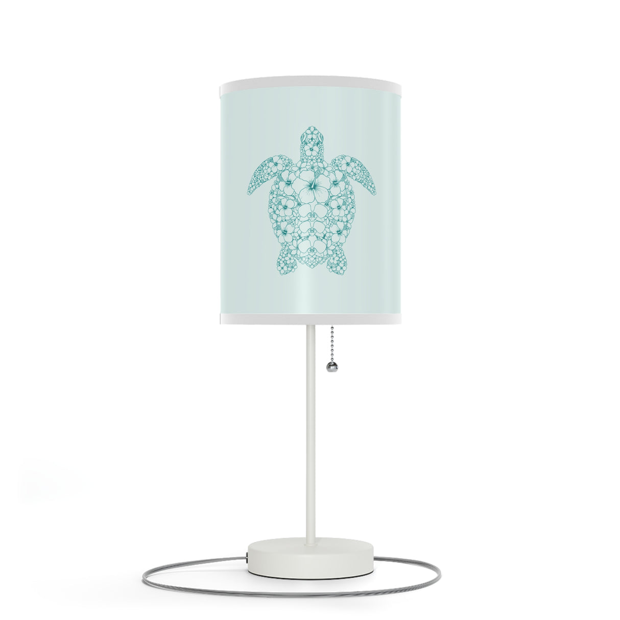 Blue Tropical Flower Sea Turtle Pattern Table Lamp