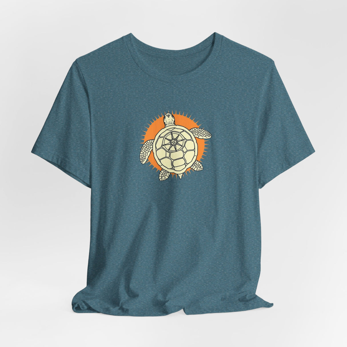 Orange and White Compass Sea Turtle Illustration Tee - 6 colors