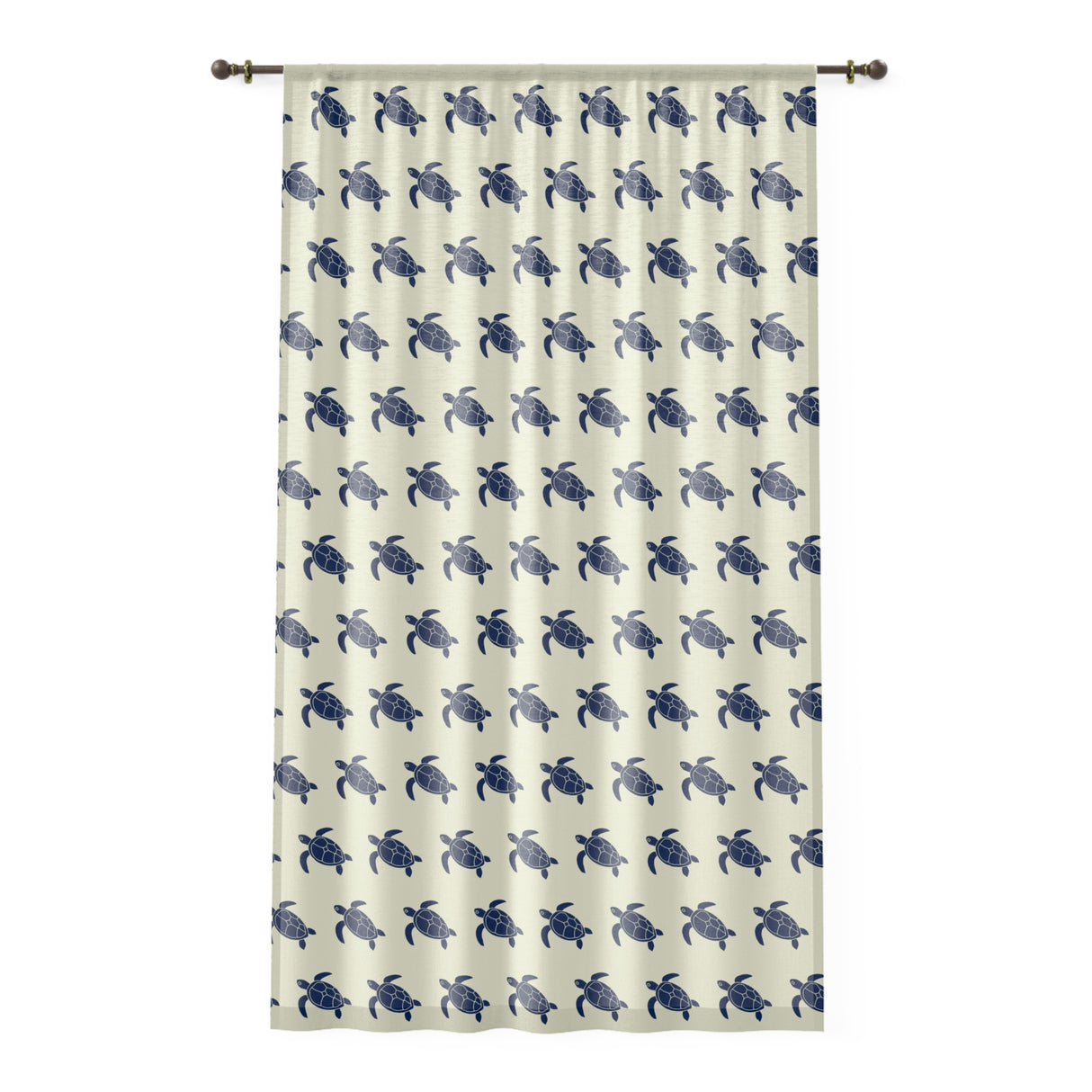 Dark Blue and Off White Sea Turtle Pattern Window Curtain