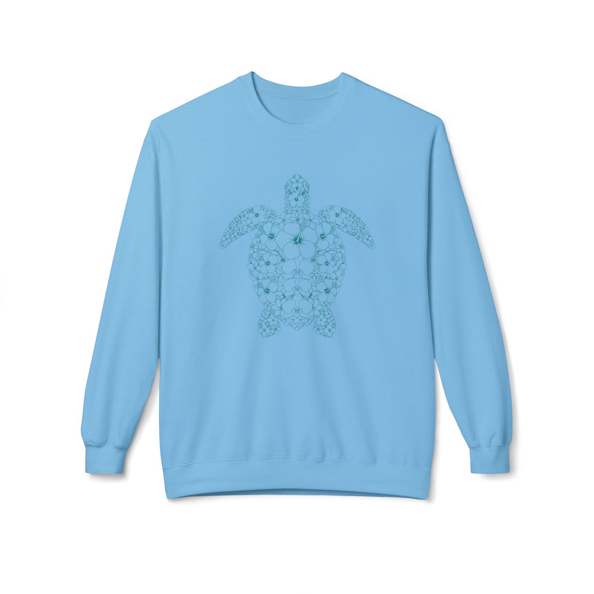 Teal Green Intricate Flowers and Sea Turtle Sweatshirt - 4 colors