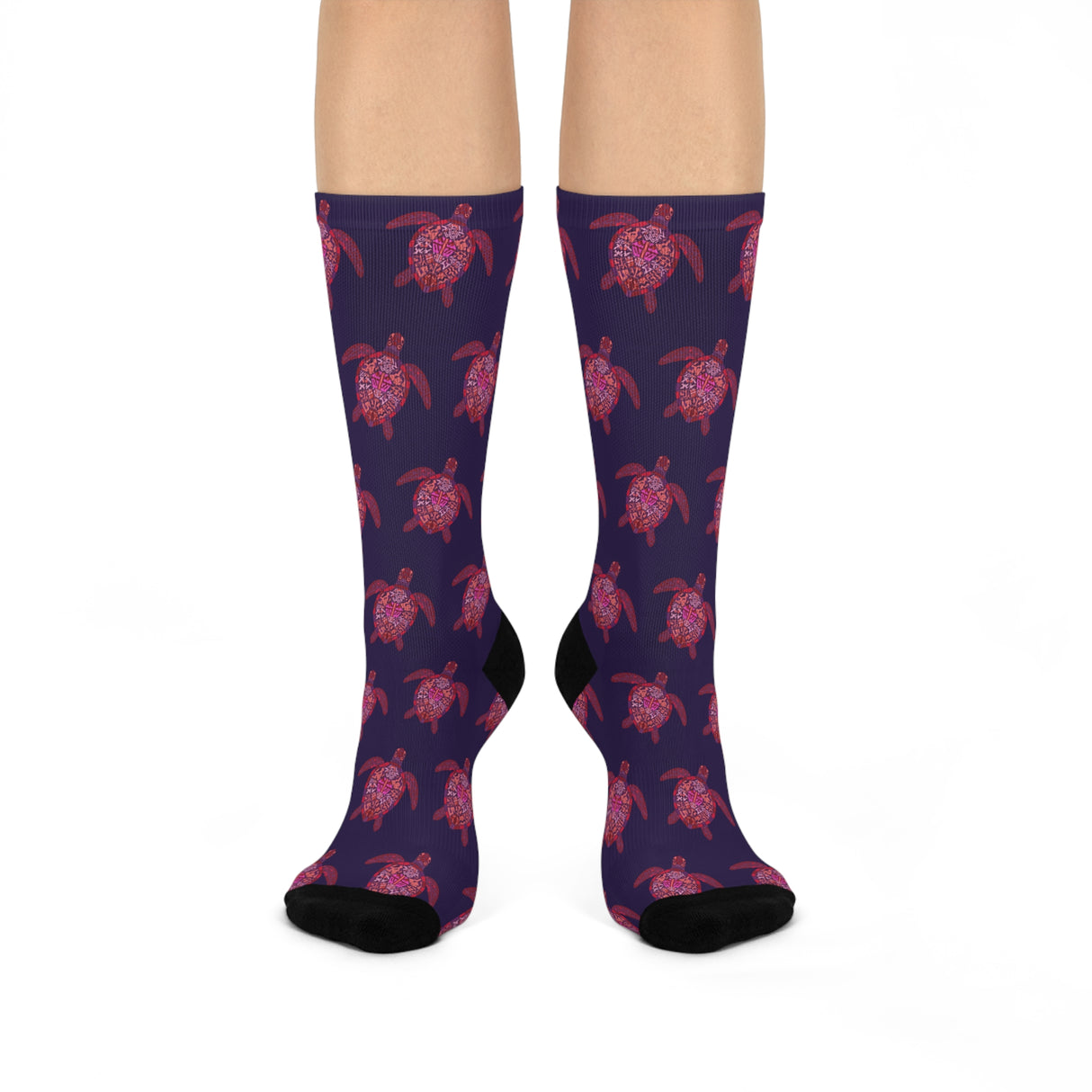 Purple Sea Turtle Cushioned Crew Socks