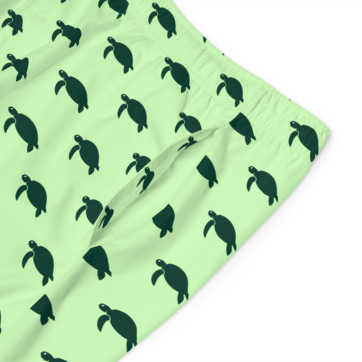 Sea Turtle Print Men's Green Board Shorts