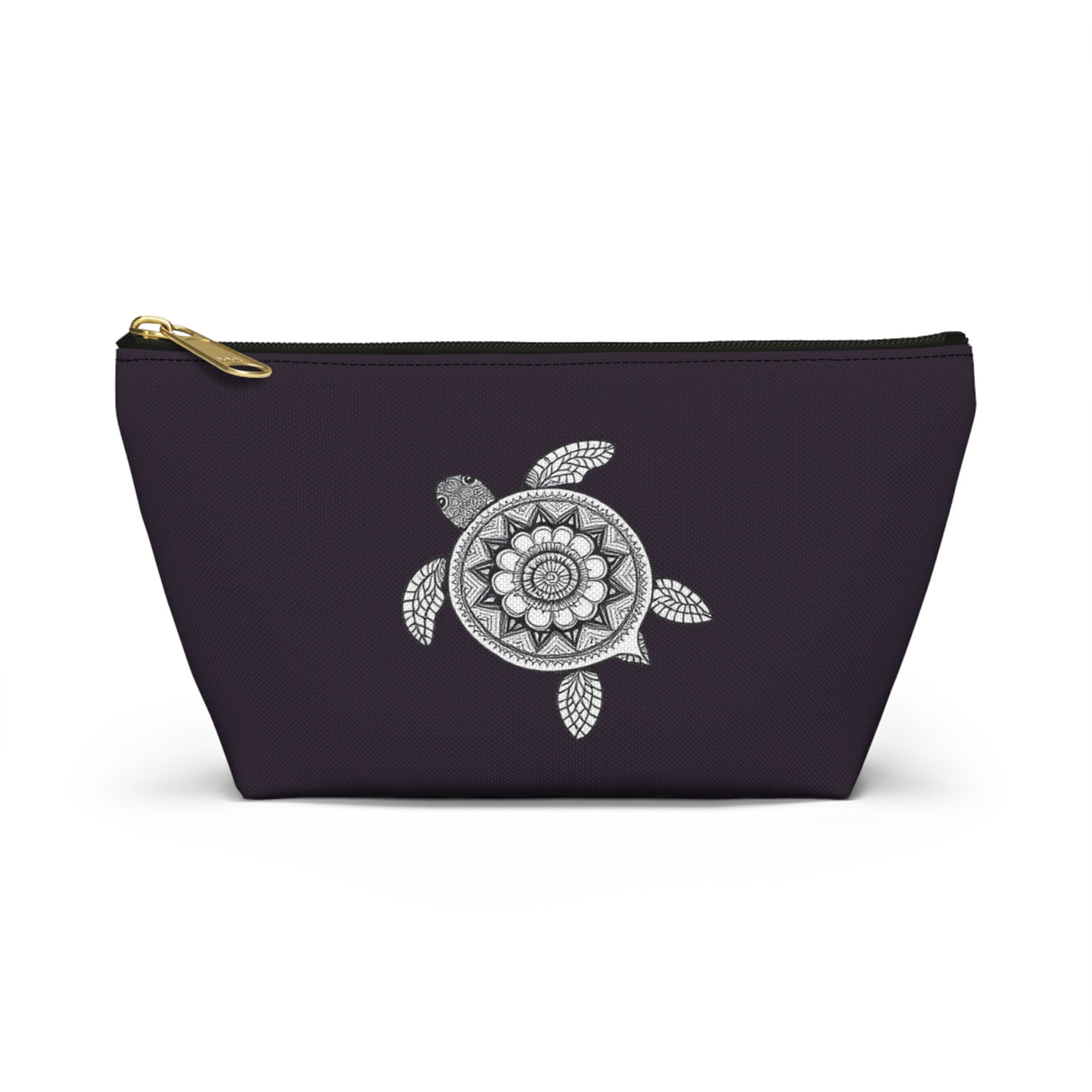 Dark Purple Mandala Sea Turtle Print Accessory Pouch