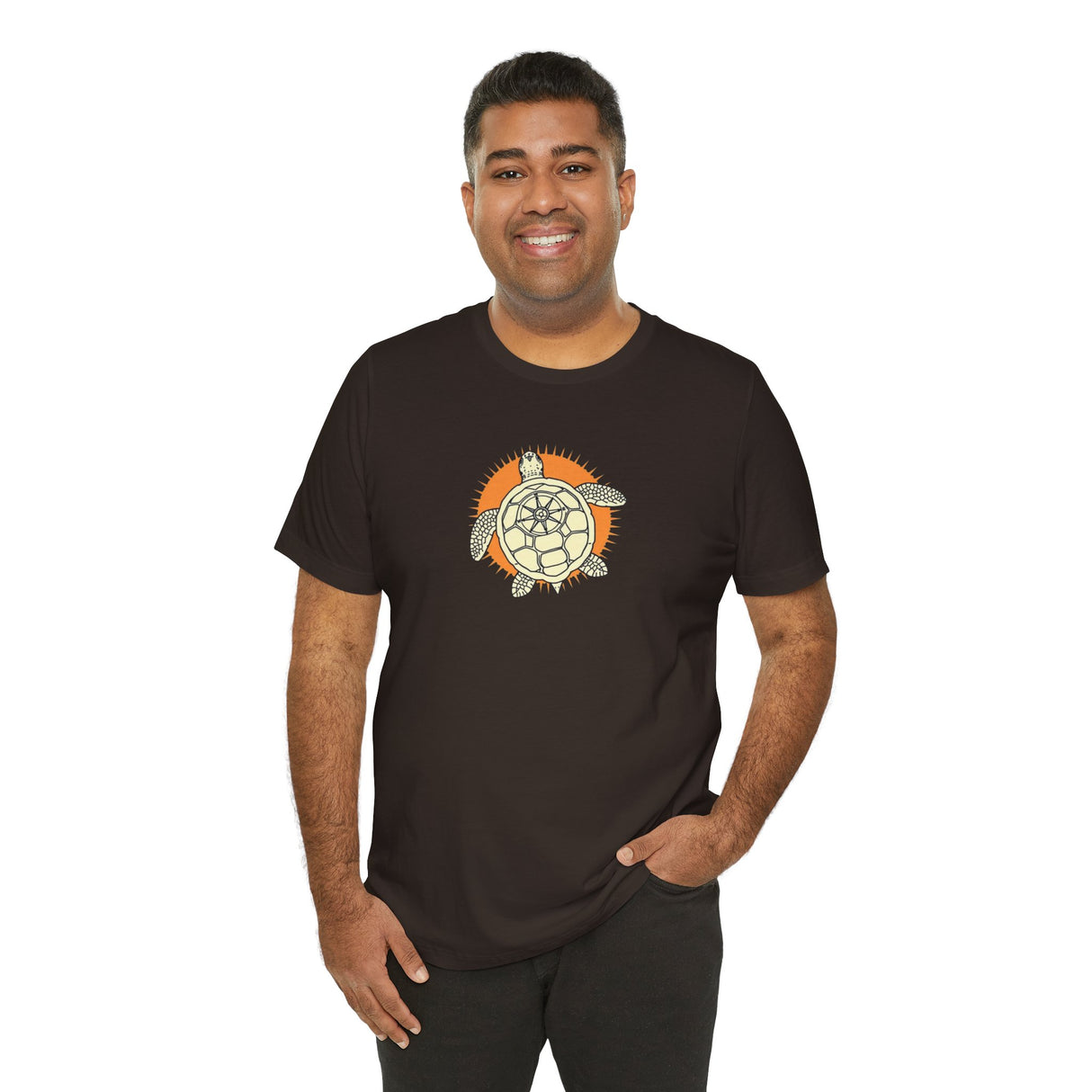 Orange and White Compass Sea Turtle Illustration Tee - 6 colors