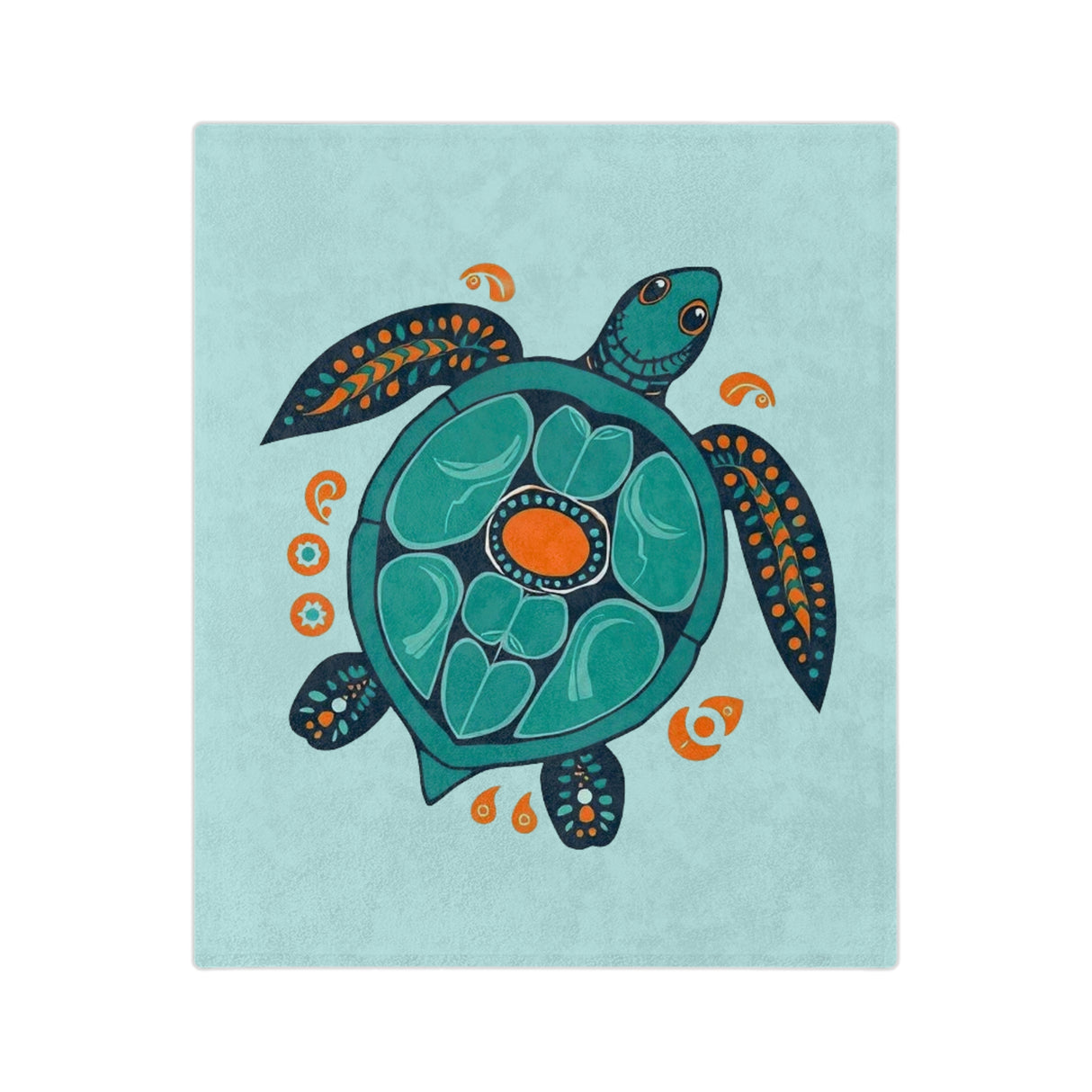 Blue Sea Turtle-Themed Boho Velveteen Microfiber Blanket - 3 Sizes