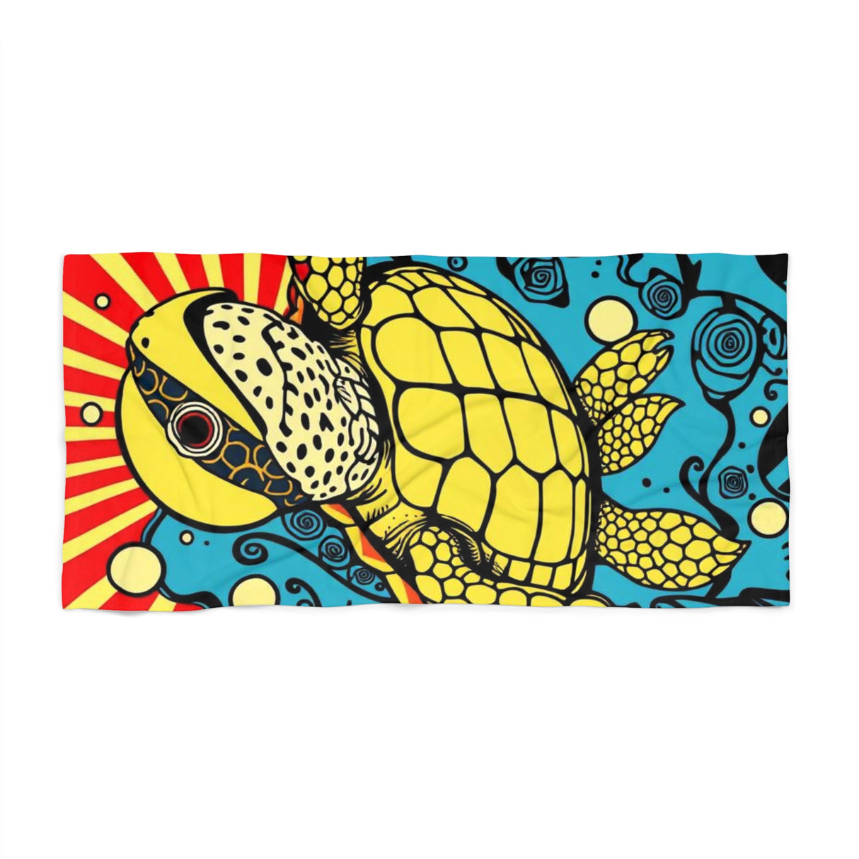Sunny Cartoon Sea Turtle Beach Towel