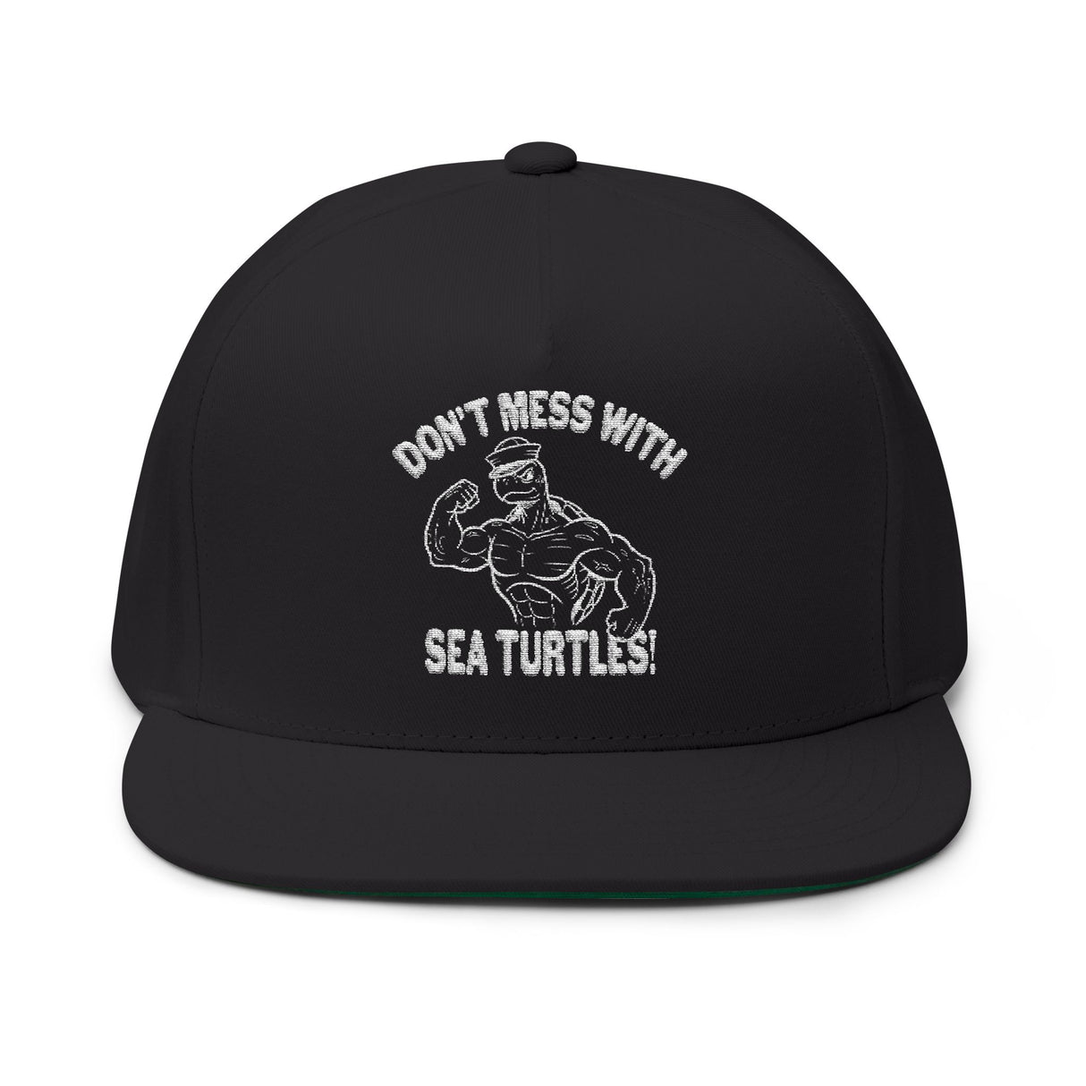 Don't Mess With Sea Turtles Embroidered Flat Bill Cap