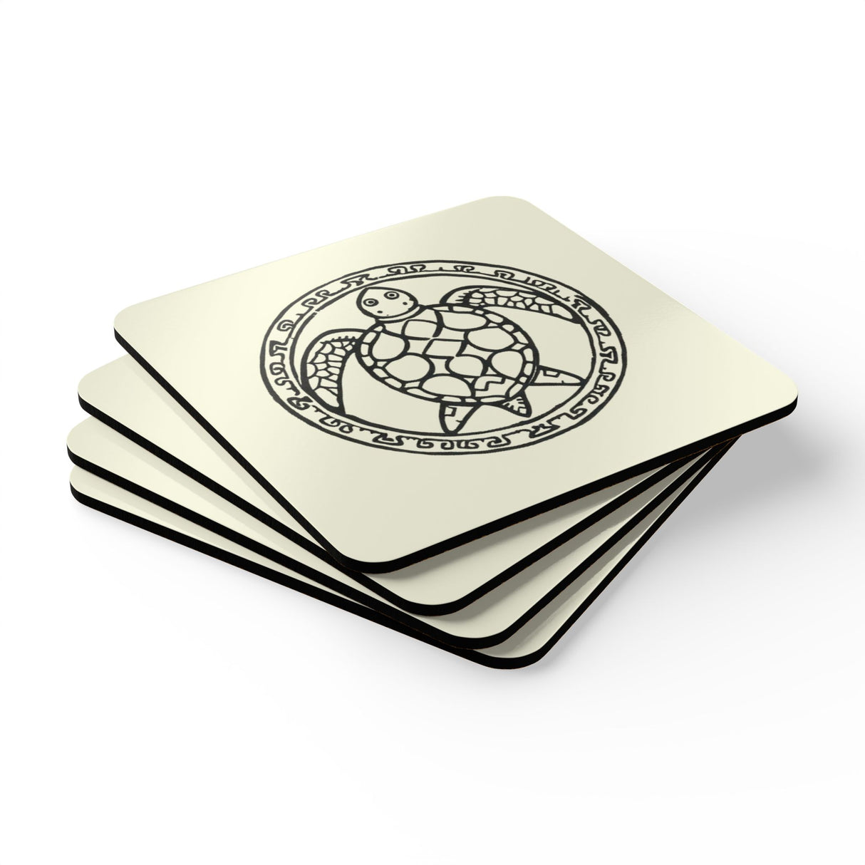 Ancient Sea Turtle Corkwood Coaster Set