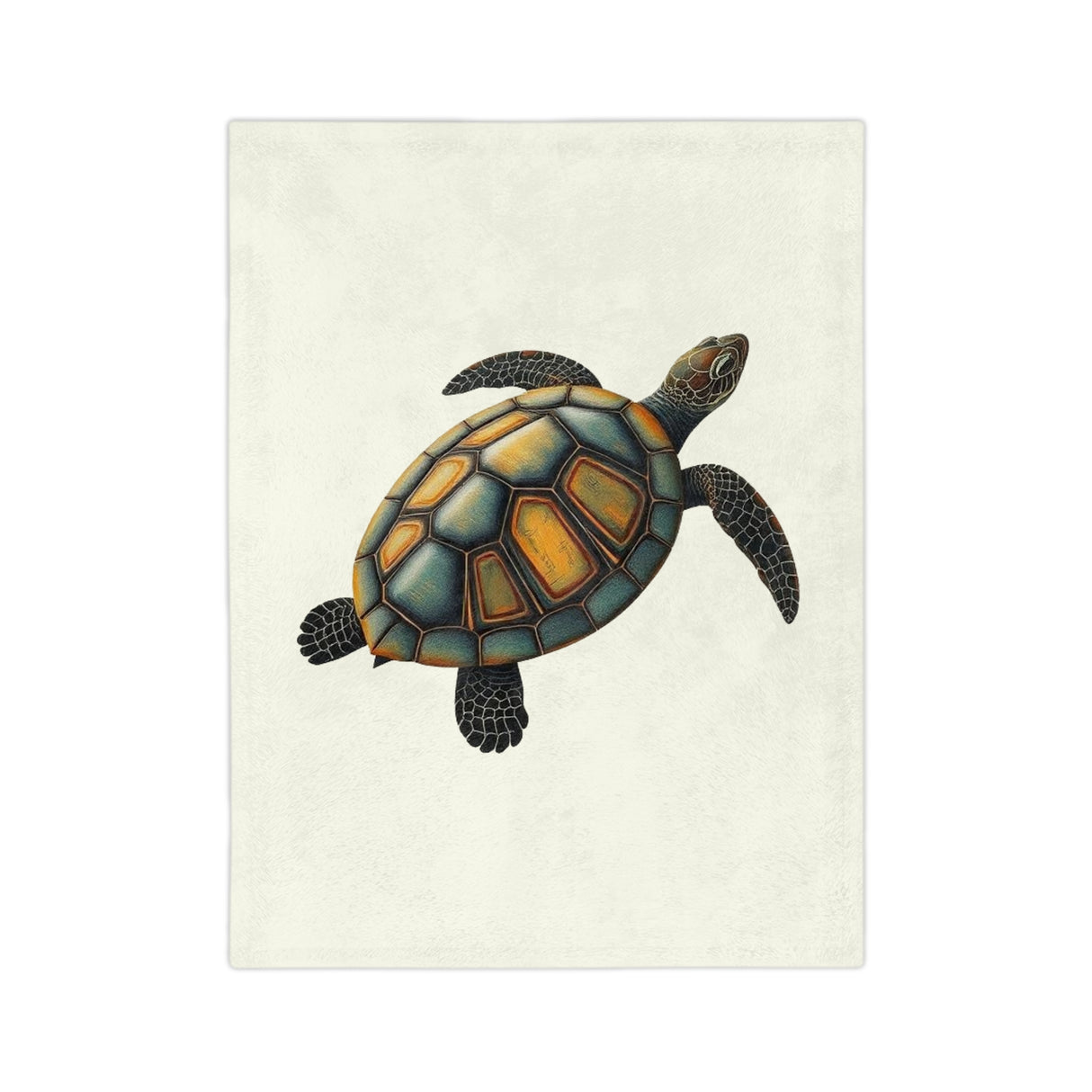 Sea Turtle Art Print -Themed Velveteen Microfiber Blanket - 3 Sizes
