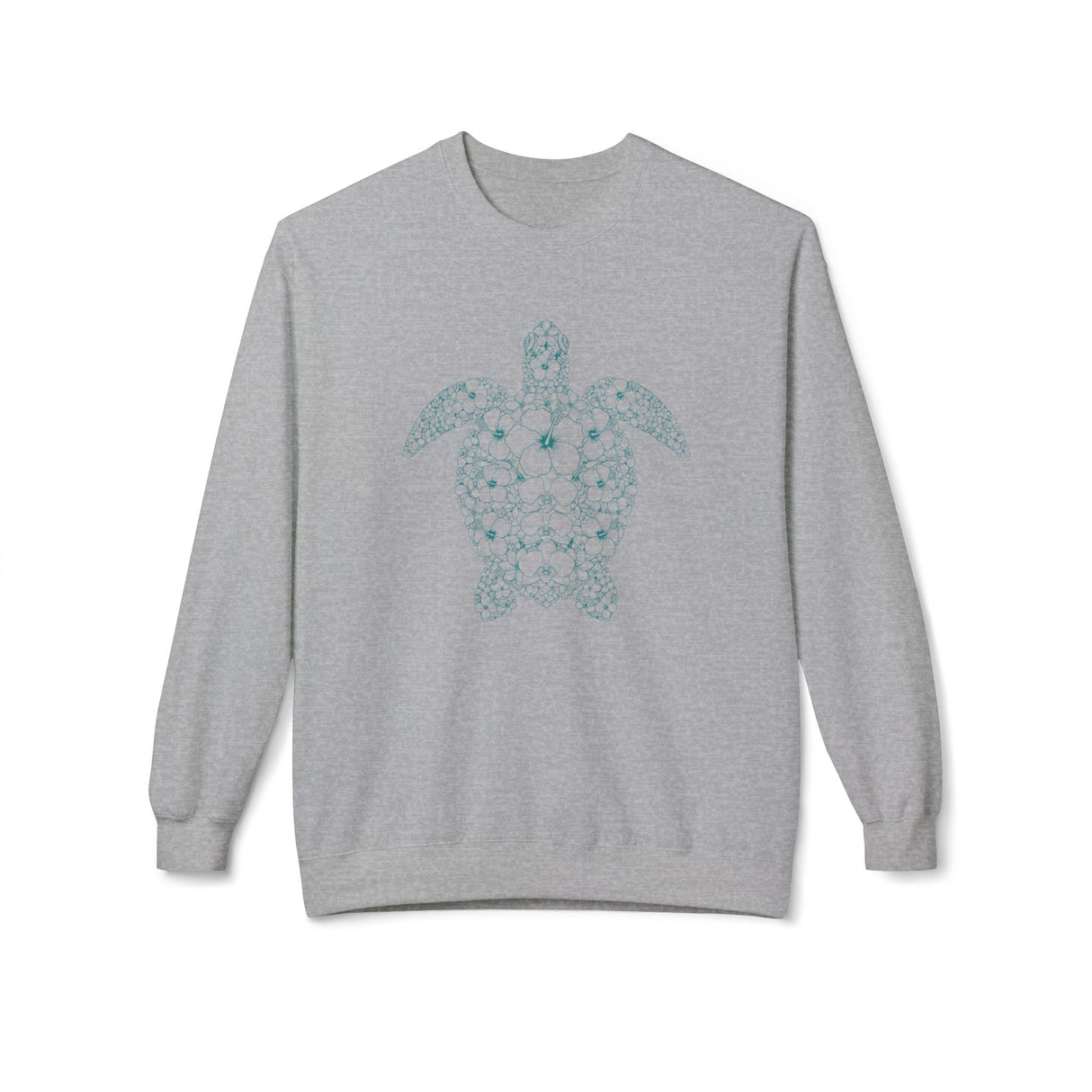 Teal Green Intricate Flowers and Sea Turtle Sweatshirt - 4 colors