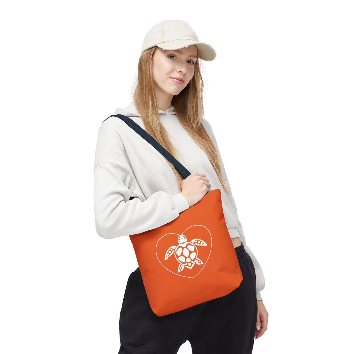 Orange Sea Turtle Heart Tote Bag - 3 sizes