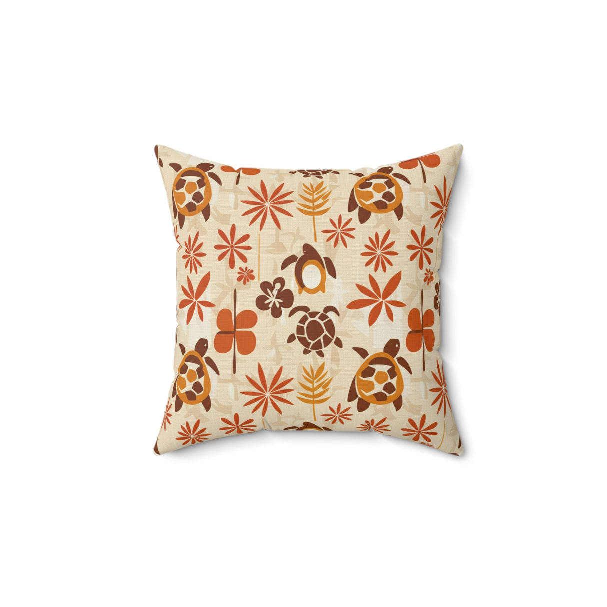 Burnt Orange Tiki Sea Turtle Pillow, Faux Suede Pillow - 4 sizes