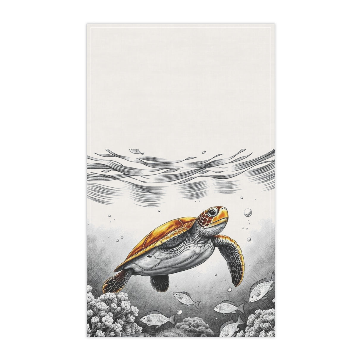 Brown Sea Turtle Tea Towel (cotton, poly)