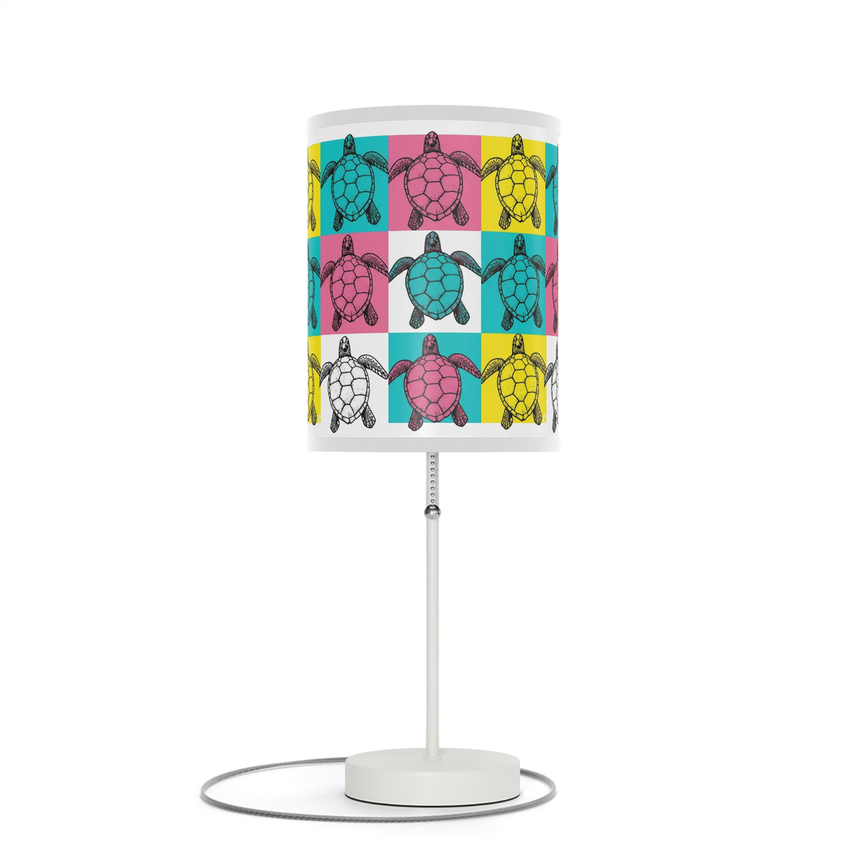 Colorful Block Print Sea Turtle Table Lamp