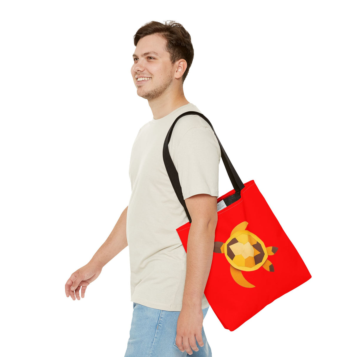 Red and Gold Collage Print Sea Turtle Tote Bag - 3 sizes