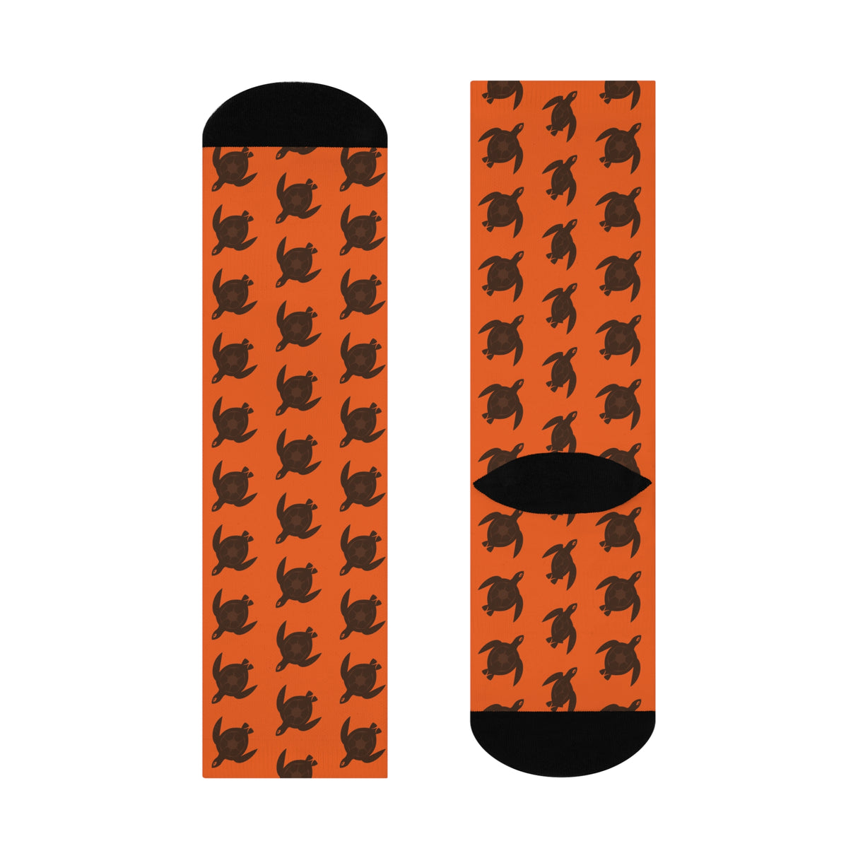 Orange and Brown Sea Turtle Cushioned Crew Socks