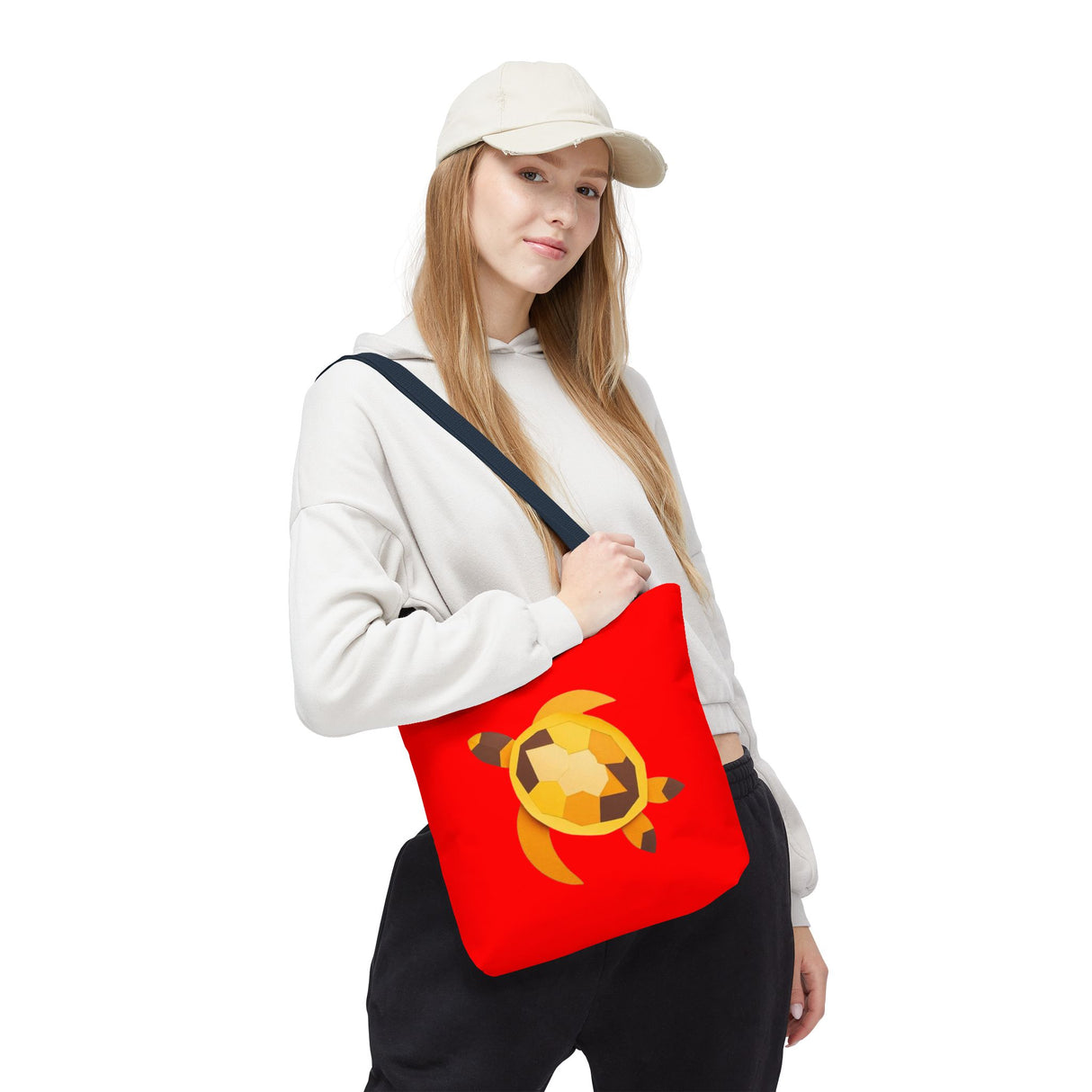 Red and Gold Collage Print Sea Turtle Tote Bag - 3 sizes