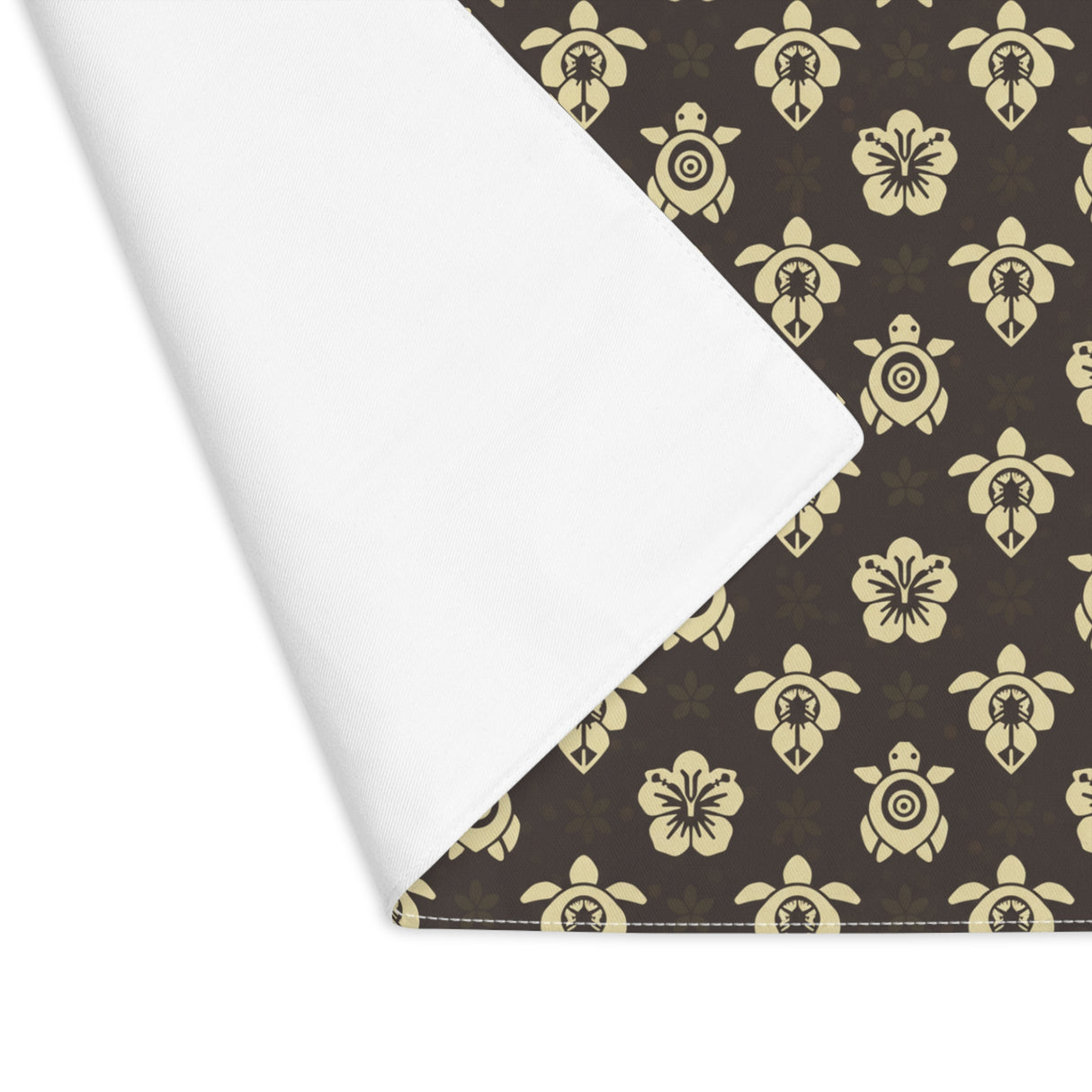 Dark Brown Sea Turtle and Floral Pattern Placemat