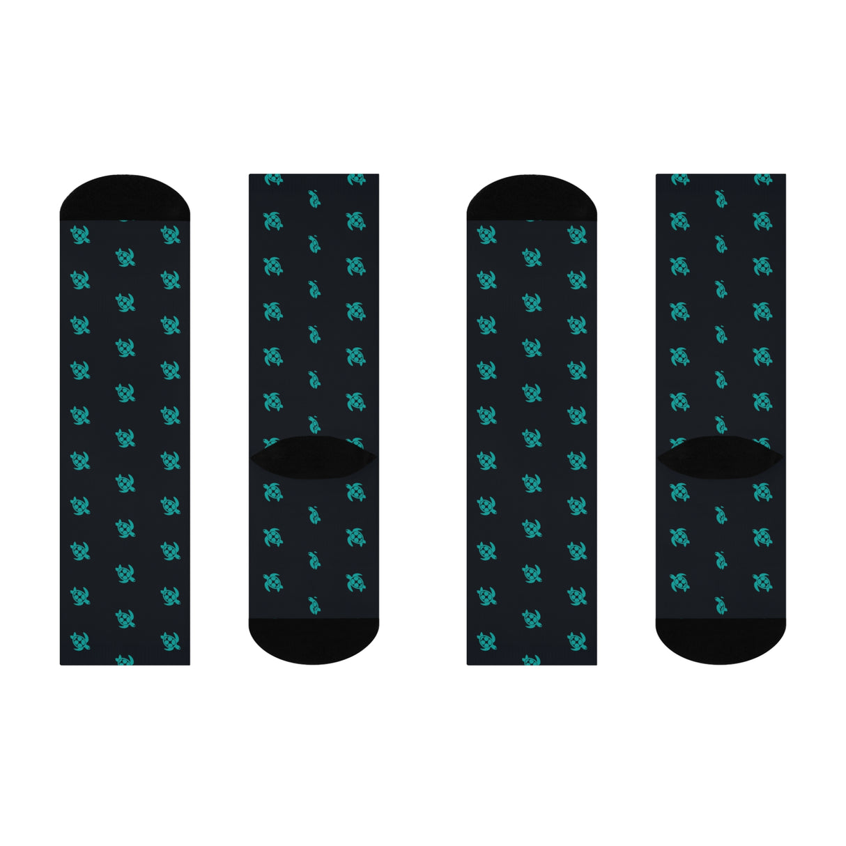 Navy and Teal Sea Turtle Cushioned Crew Socks