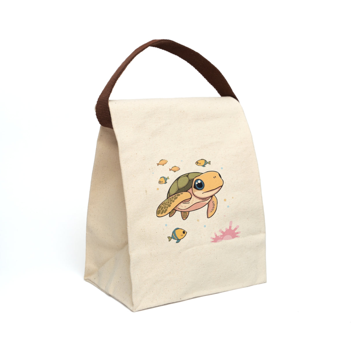 Cute Cartoon Sea Turtle Lunch Bag - Reusable Canvas Lunch Bag