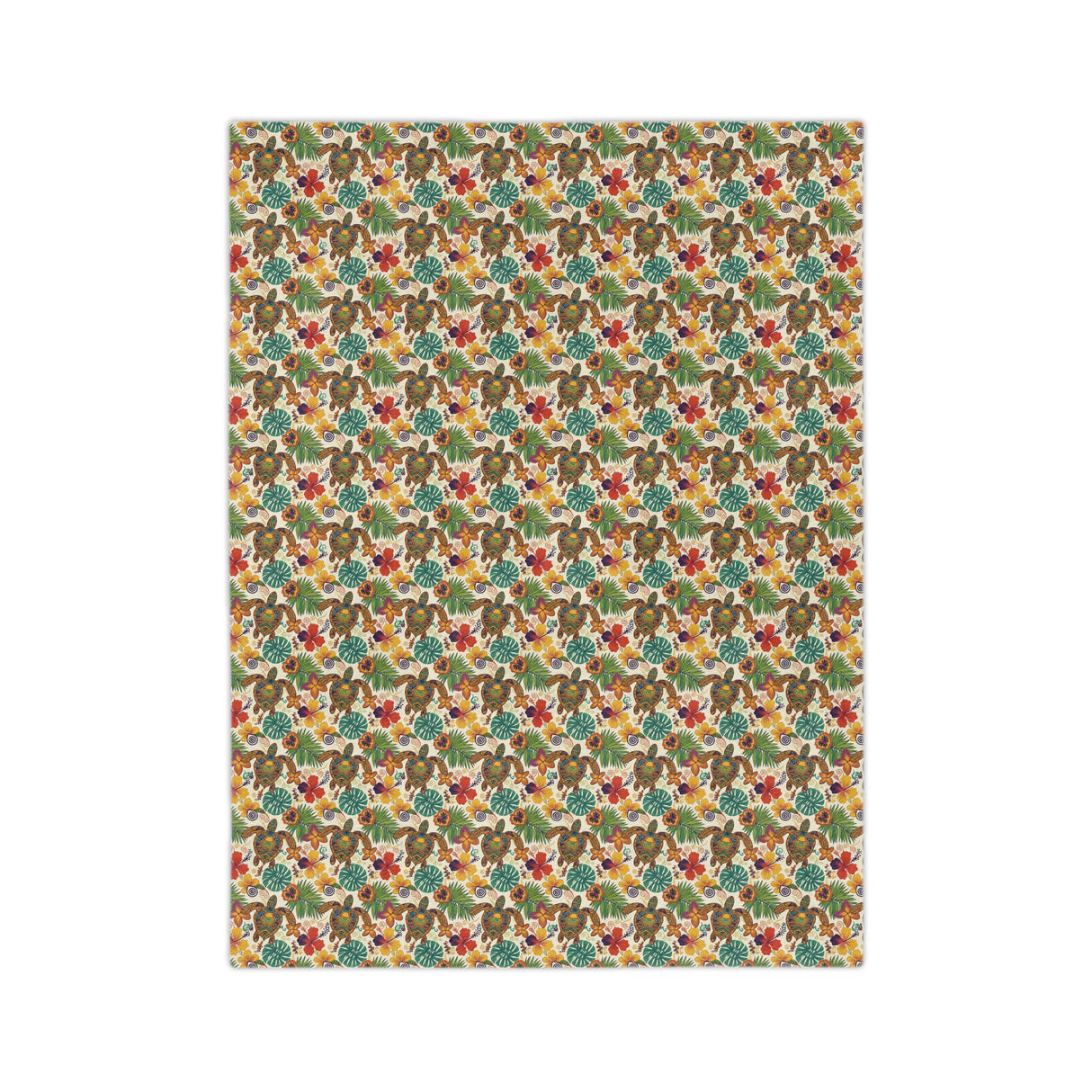 Tropical Sea Turtle-Themed Velveteen Microfiber Blanket - 3 Sizes