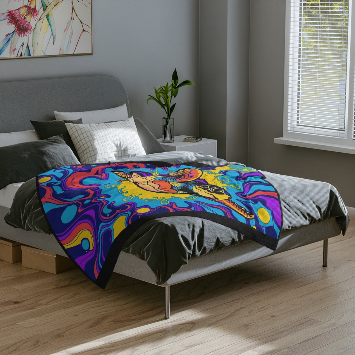 Colorful Sea Turtle-Themed Velveteen Microfiber Blanket - 3 Sizes