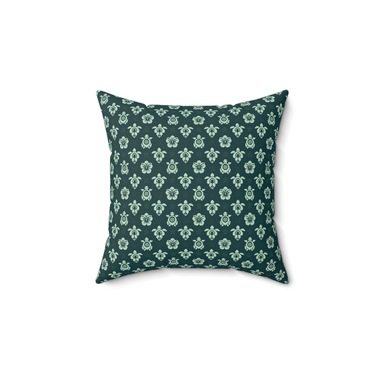 Teal and Black Tropical Pattern Sea Turtle Faux Suede Pillow - 4 sizes