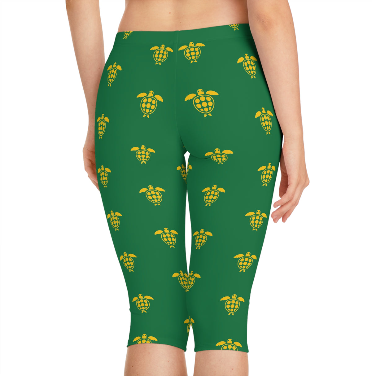 Green and Yellow Sea Turtle Capri Leggings