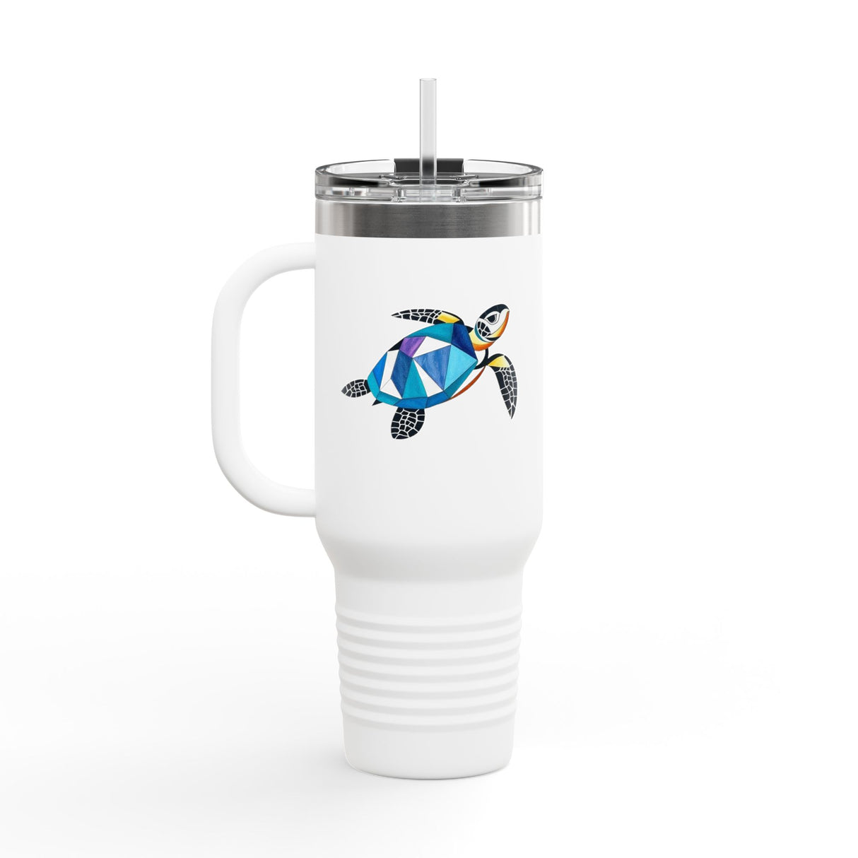 Colorful Stained Glass Sea Turtle Insulated Travel Mug