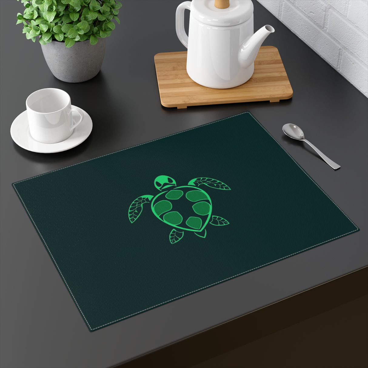 Dark Green Sea Turtle Placemat