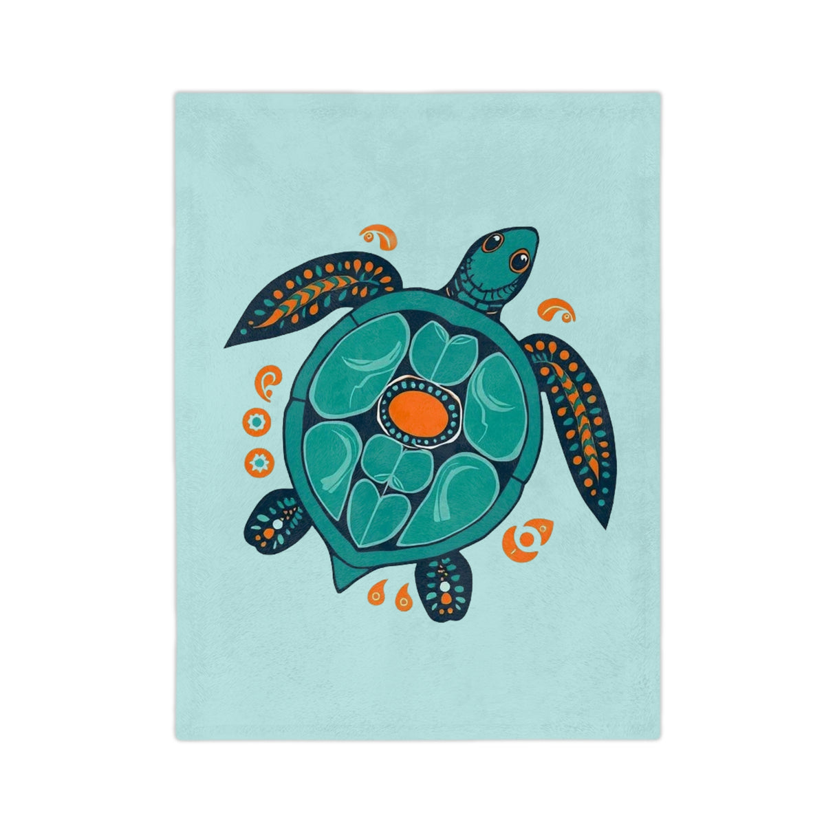 Blue Sea Turtle-Themed Boho Velveteen Microfiber Blanket - 3 Sizes