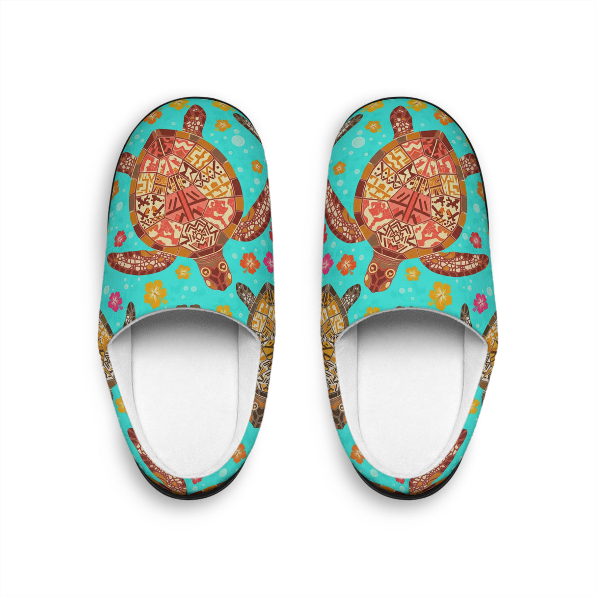 Vibrant Womens Tropical Print Sea Turtle Print Indoor Slippers