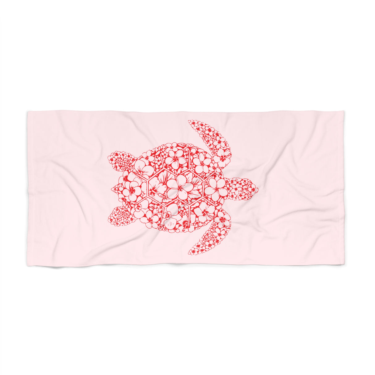 Red and Pink Tropical Sea Turtle Beach Towel