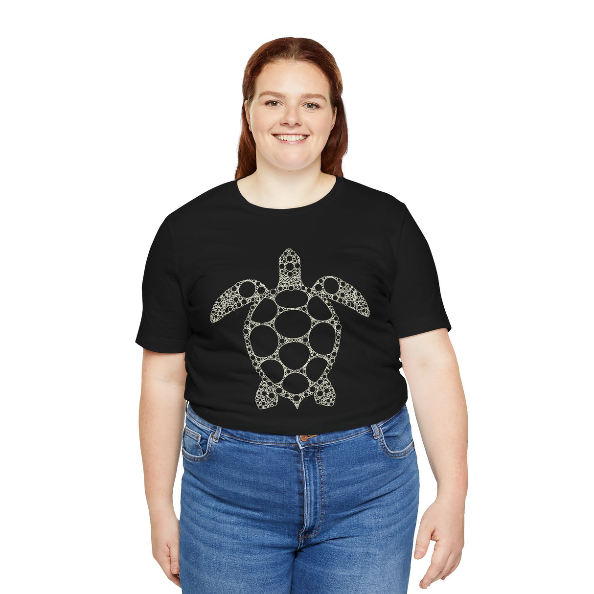 Sea Turtle Detailed Circle Graphic Tee White Ink - 6 Colors