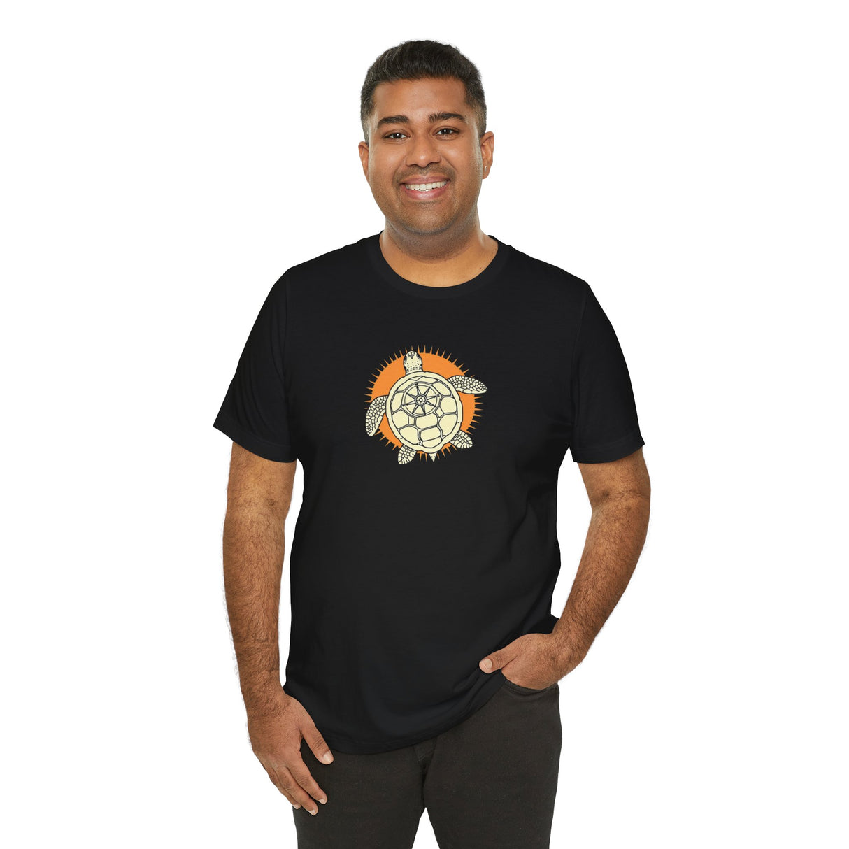 Orange and White Compass Sea Turtle Illustration Tee - 6 colors