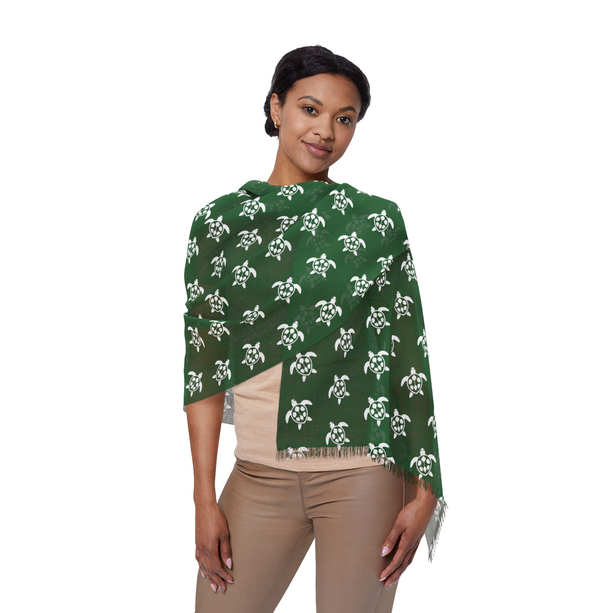Green and White Sea Turtles Light Scarf