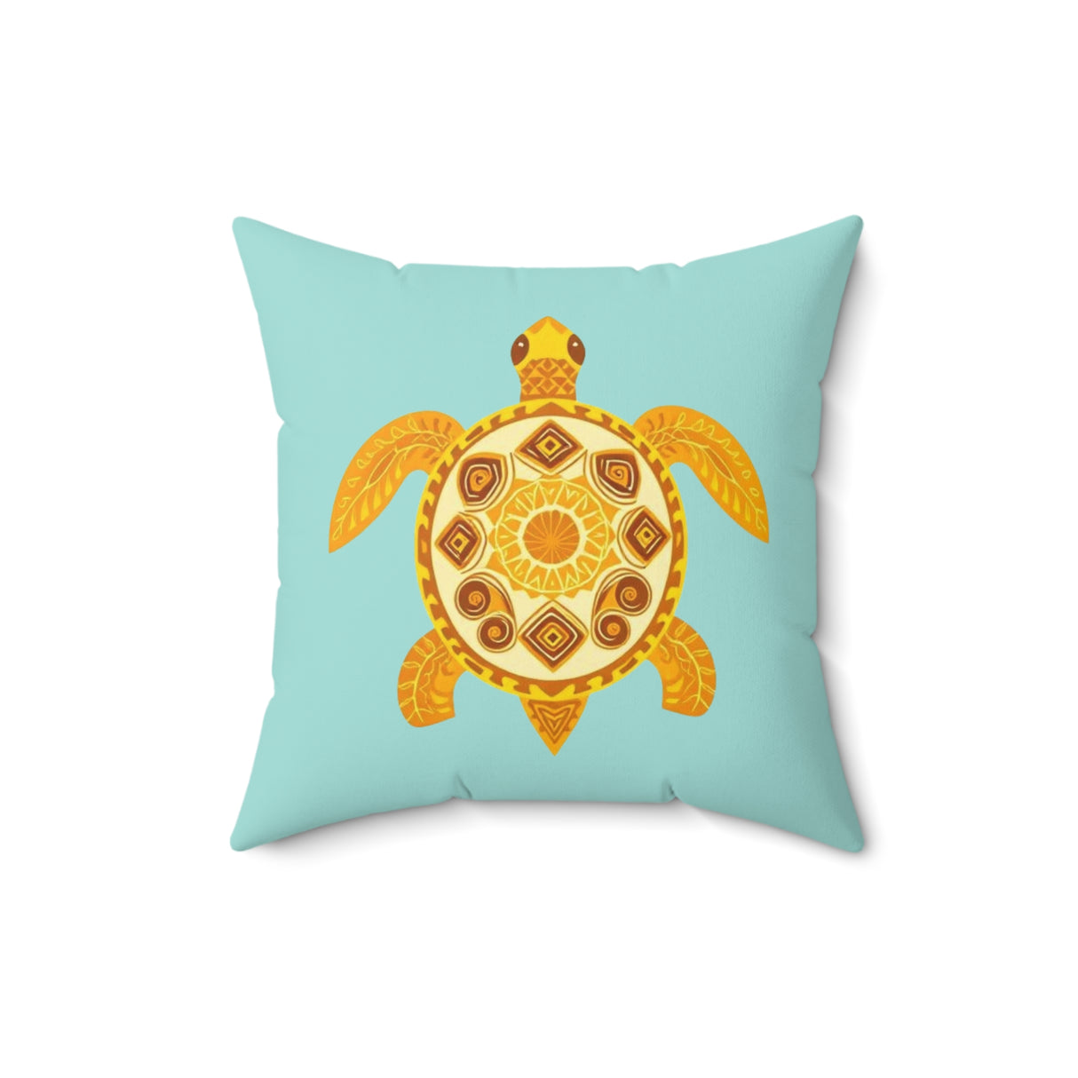 Blue And Yellow Boho Sea Turtle Faux Suede Pillow - 4 sizes