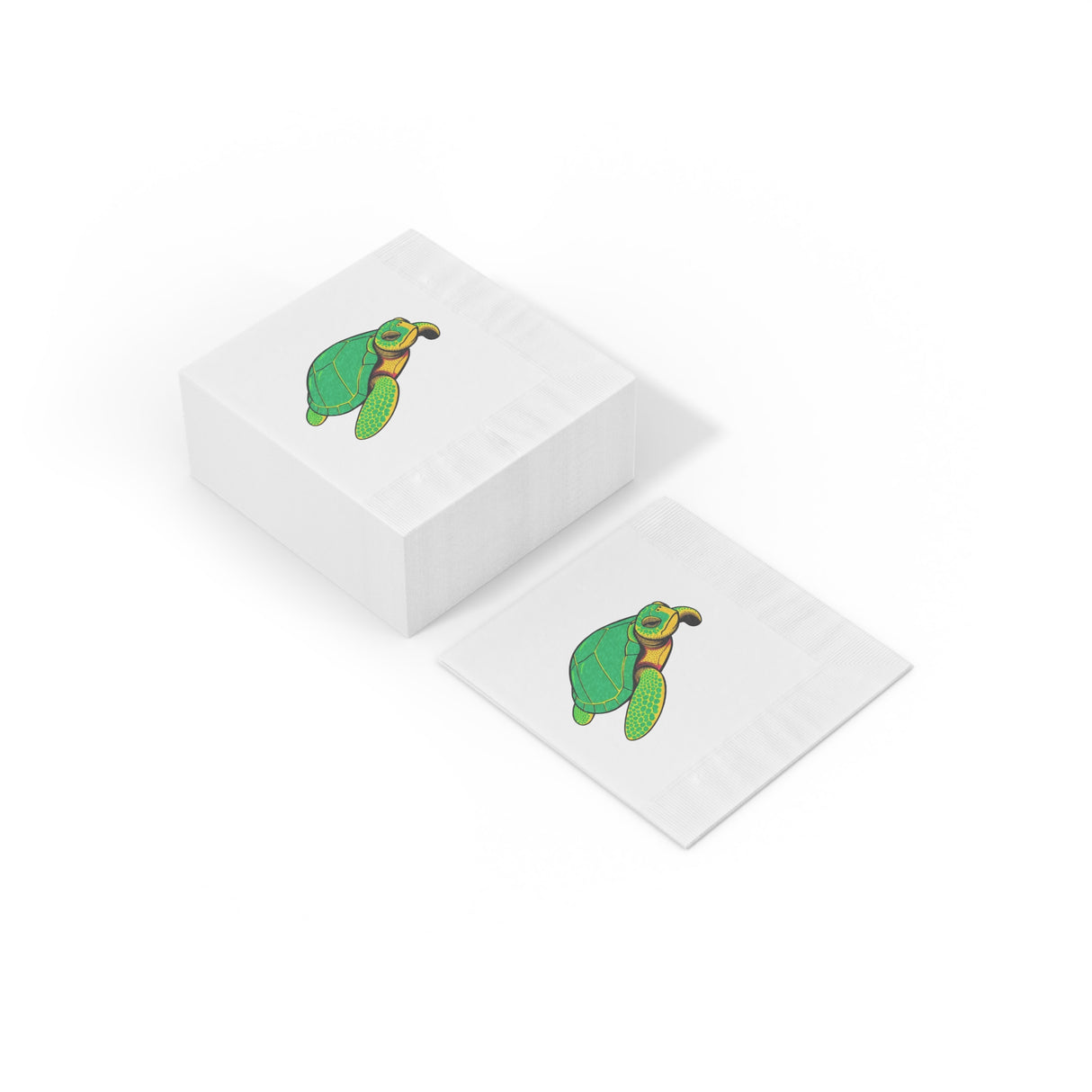 Green Cartoon SeaTurtle-Themed Cocktail Napkins